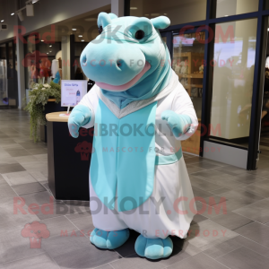 Cyan Hippopotamus mascotte...