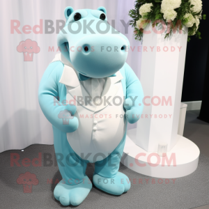 Cyan Hippopotamus maskot...