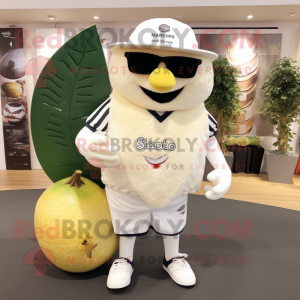 White Grapefruit mascot costume character dressed with a Rugby Shirt and Scarf clips