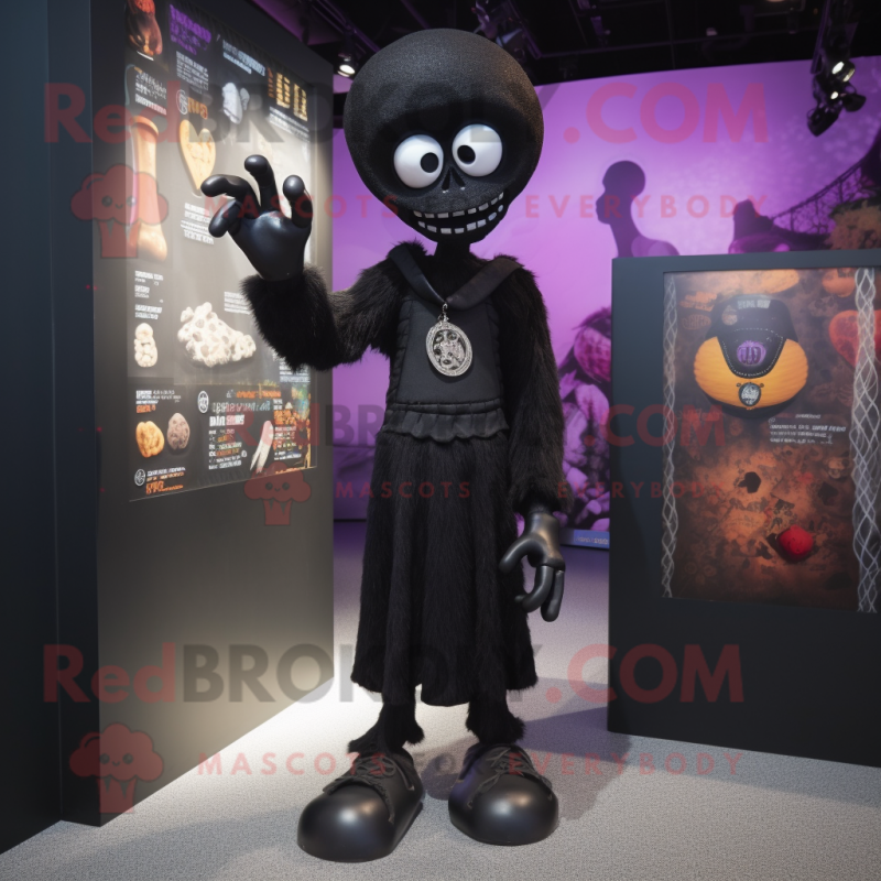 Black Graveyard mascot costume character dressed with a Jeggings and Clutch bags