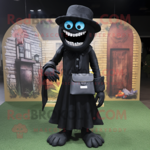 Black Graveyard mascot costume character dressed with a Jeggings and Clutch bags