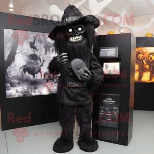 Black Graveyard mascot costume character dressed with a Jeggings and Clutch bags