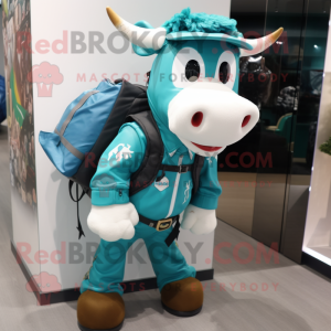 Teal Cow mascotte kostuum...