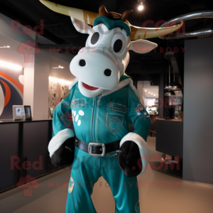 Teal Cow mascotte kostuum...