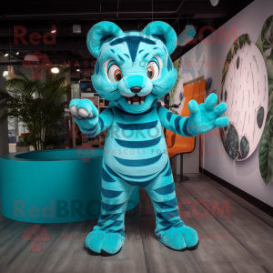 Turkis Tiger maskot kostume...