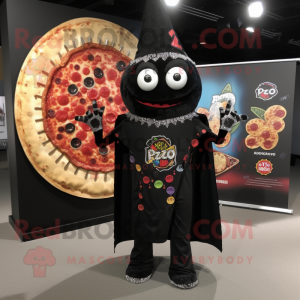Sort pizza maskot kostume...