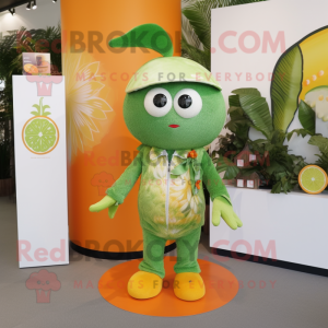 Olive Mandarin mascot costume character dressed with a Playsuit and Keychains
