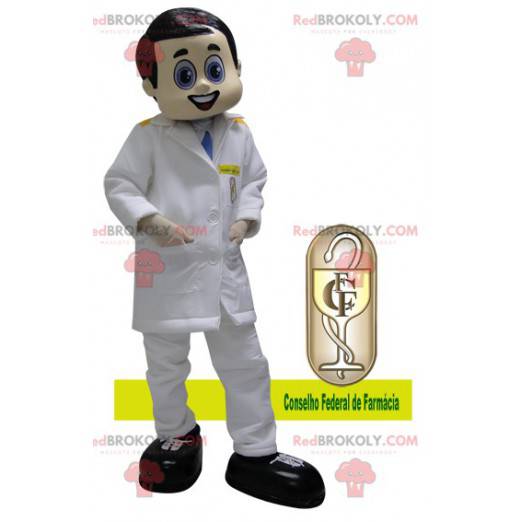 Maskot doktor oblečený v bílém plášti - Redbrokoly.com