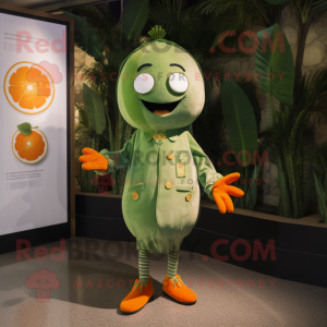 Olive Mandarin mascot costume character dressed with a Playsuit and Keychains