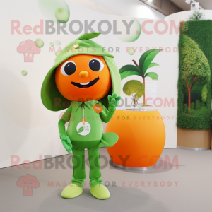 Olive Mandarin mascot costume character dressed with a Playsuit and Keychains