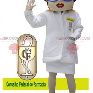 Doktor zdravotní sestra maskot v bílém plášti - Redbrokoly.com