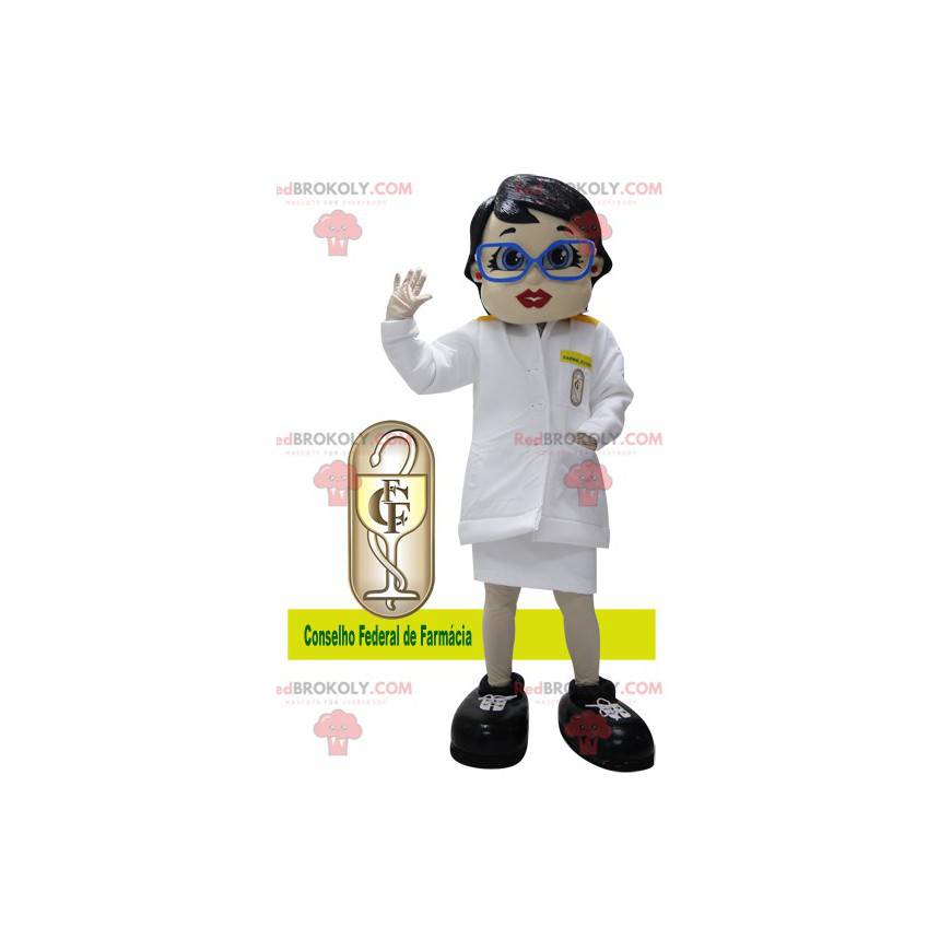 Médico enfermeira mascote de jaleco branco - Redbrokoly.com