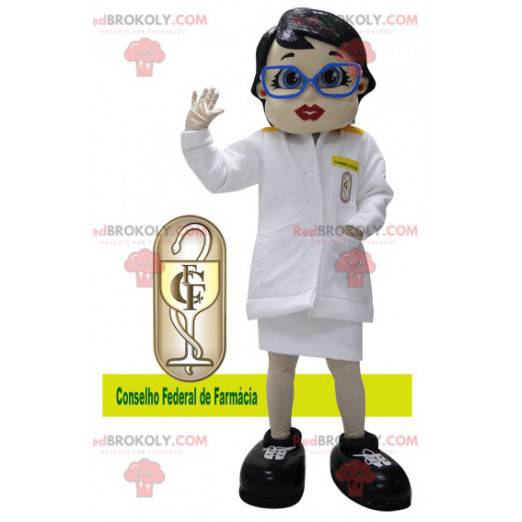 Mascota médico enfermera en bata blanca - Redbrokoly.com