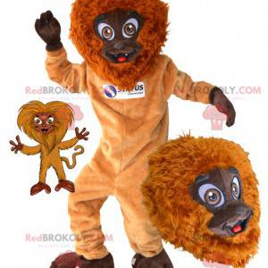 Mascote macaco peludo e divertido laranja e marrom -