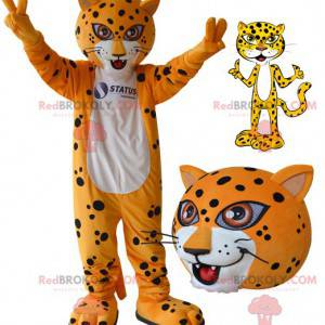 Weißes und schwarzes orange Leopardentigermaskottchen -