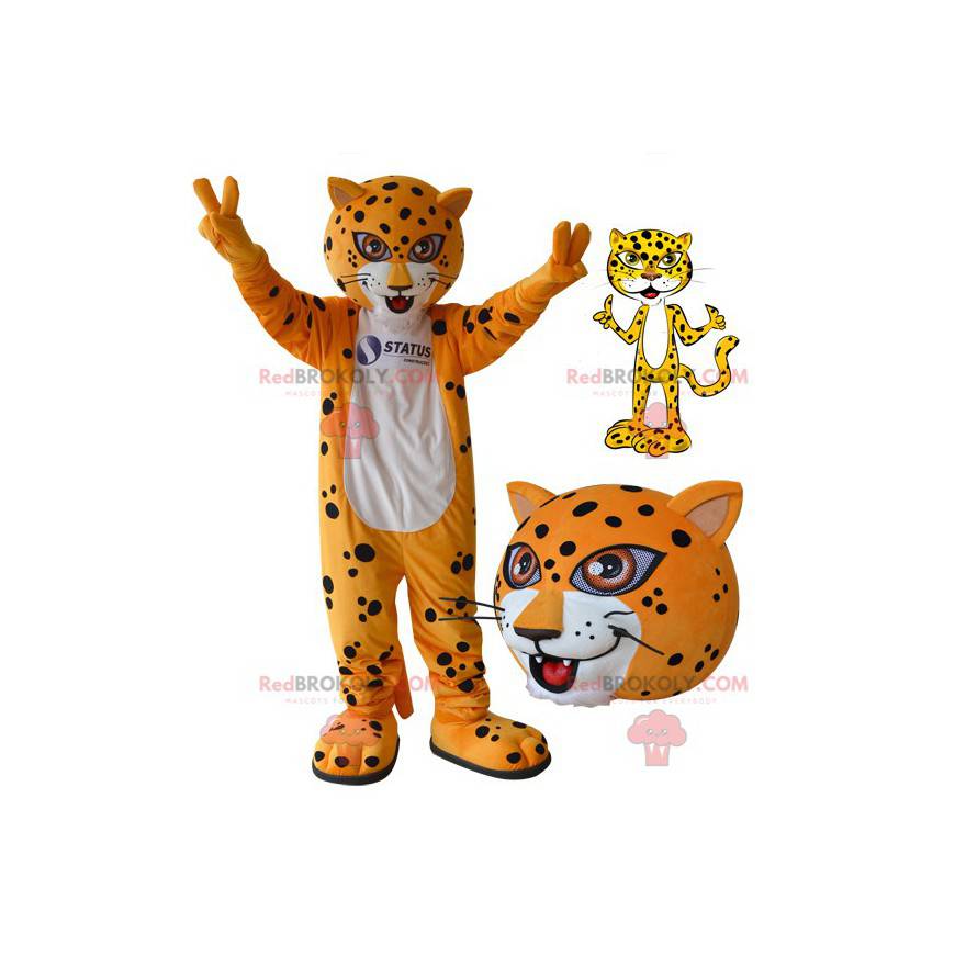 Weißes und schwarzes orange Leopardentigermaskottchen -