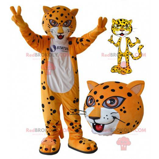 Wit en zwart oranje luipaardtijger mascotte - Redbrokoly.com