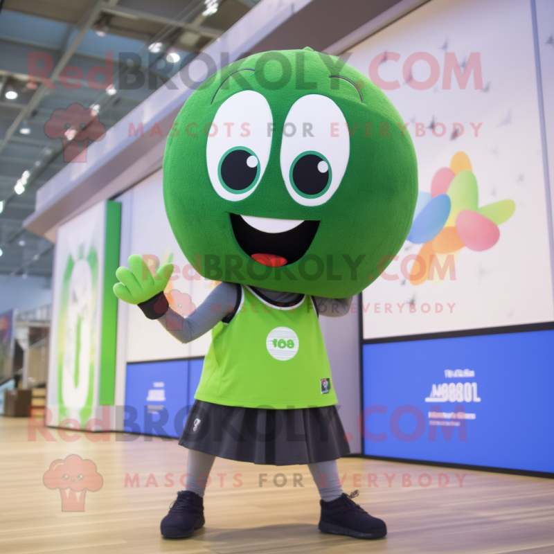 Olive Volleyball Ball mascot costume character dressed with a Circle Skirt and Beanies