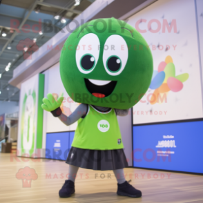 Olive Volleyball Ball mascot costume character dressed with a Circle Skirt and Beanies