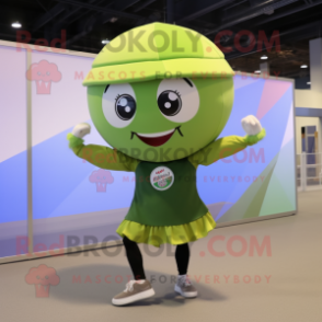 Olive Volleyball Ball mascot costume character dressed with a Circle Skirt and Beanies