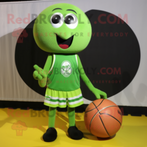 Olive Volleyball Ball mascot costume character dressed with a Circle Skirt and Beanies