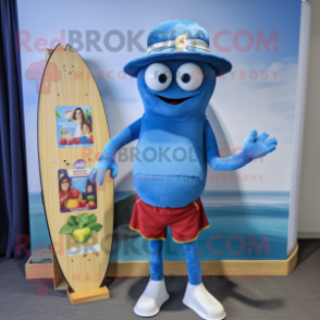 Blue Tomato mascot costume character dressed with a Board Shorts and Pocket squares