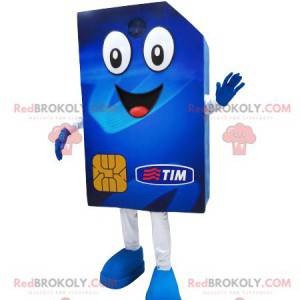 Riesiges und fröhliches blaues SIM-Karten-Maskottchen -