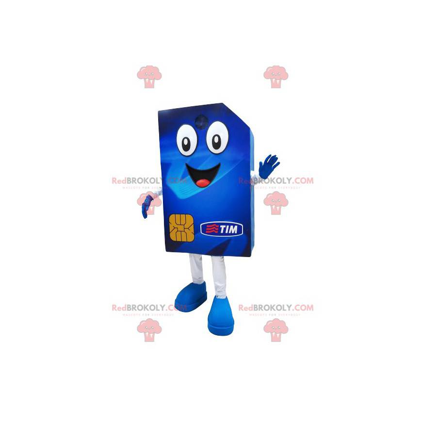 Mascotte de carte SIM bleue géante et joviale - Redbrokoly.com