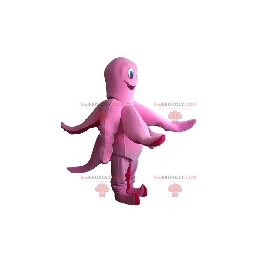 Leuke en lachende roze en rode octopus mascotte - Redbrokoly.com