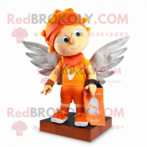 Orange Cupid mascot costume character dressed with a Cargo Shorts and Scarves