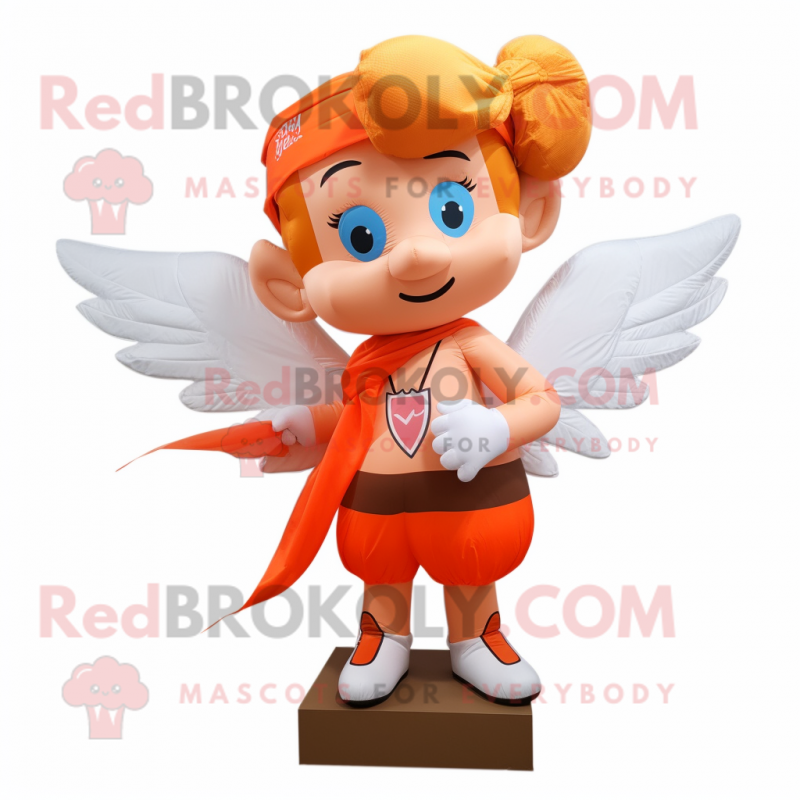Orange Cupid mascot costume character dressed with a Cargo Shorts and Scarves Orange Cupid mascot costume character dressed with a Cargo Shorts and Scarves