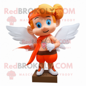 Orange Cupid mascot costume character dressed with a Cargo Shorts and Scarves