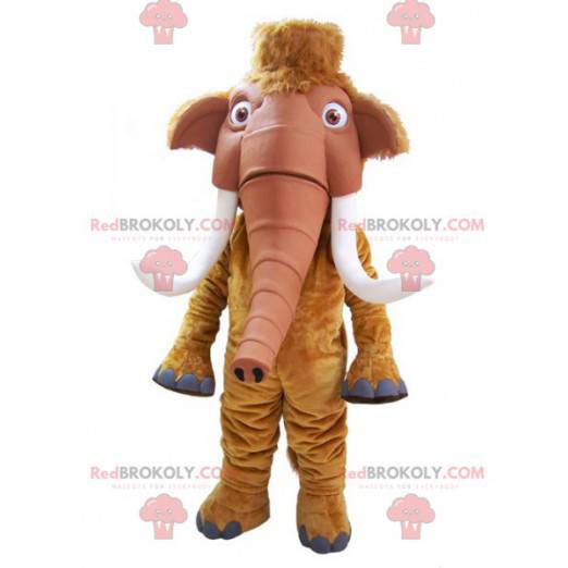 Brun mammut maskot med store stødtænder - Redbrokoly.com