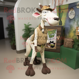 Cream Okapi mascot costume character dressed with a Cargo Pants and Shoe clips