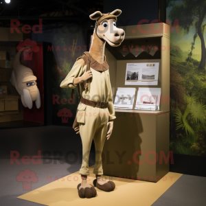 Cream Okapi mascot costume character dressed with a Cargo Pants and Shoe clips