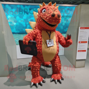 Rust Ankylosaurus mascot costume character dressed with a Swimwear and Wallets