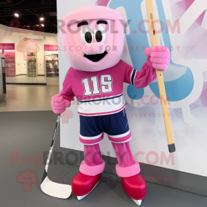 Rosa ishockeypinne maskot...