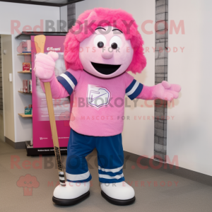 Rosa ishockeypinne maskot...