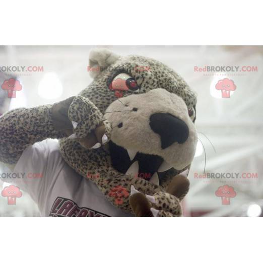 Cheetah mascot beige and black jaguar - Redbrokoly.com