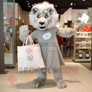 Silver Lion maskot kostym...