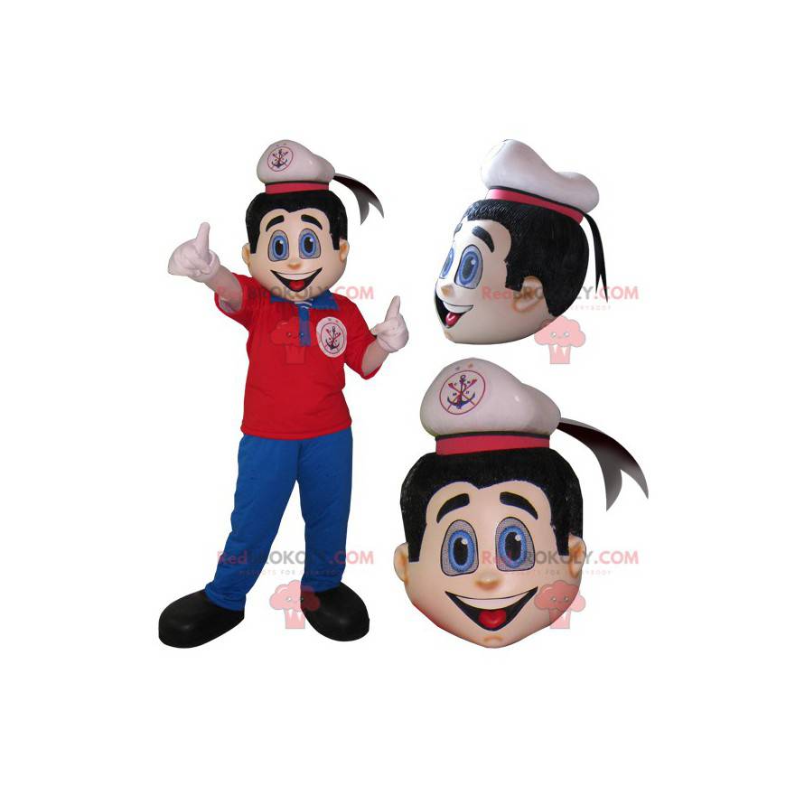 Maskot námořník v červené a modré oblečení - Redbrokoly.com
