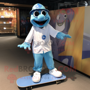Blå skateboard maskot...