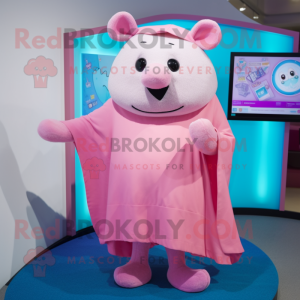 Pink Ray mascot costume character dressed with a Romper and Shawls