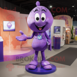 Purple Pendant mascot costume character dressed with a Jeggings and Shoe clips