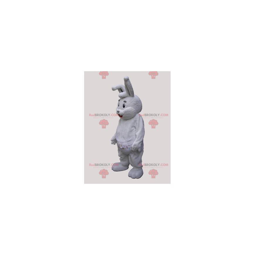 Mascot gran conejo gris y blanco con un abrigo - Redbrokoly.com