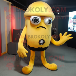 Gul Kraken maskot kostym...