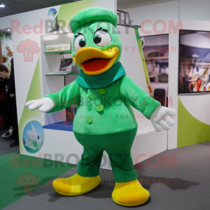 Green Duck maskot kostume...