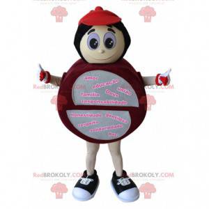 Red and gray round snowman mascot - Redbrokoly.com