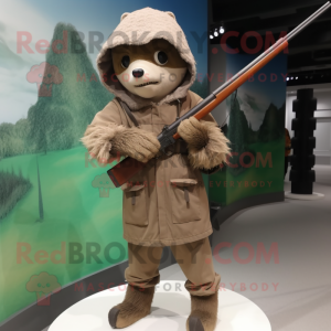 nan Sniper mascot costume character dressed with a Corduroy Pants and Shawl pins