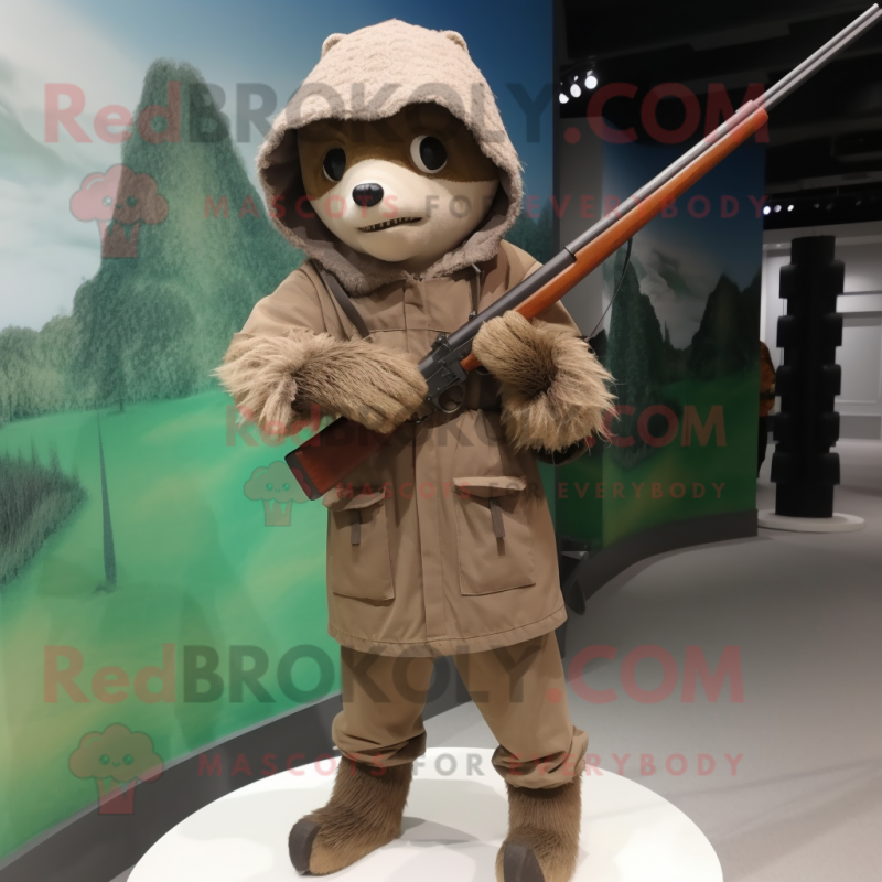 nan Sniper mascot costume character dressed with a Corduroy Pants and Shawl pins